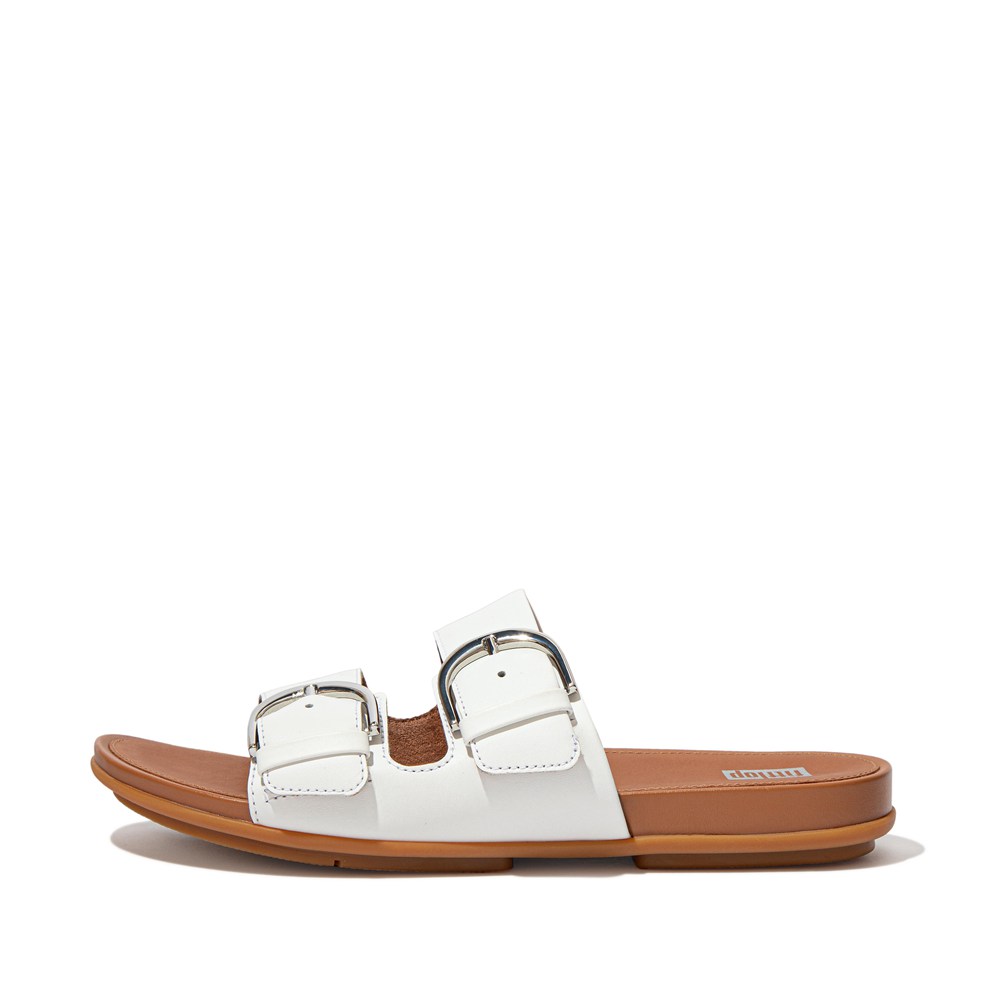 Fitflop Womens Slides White - Gracie Buckle Leather - IP1453287